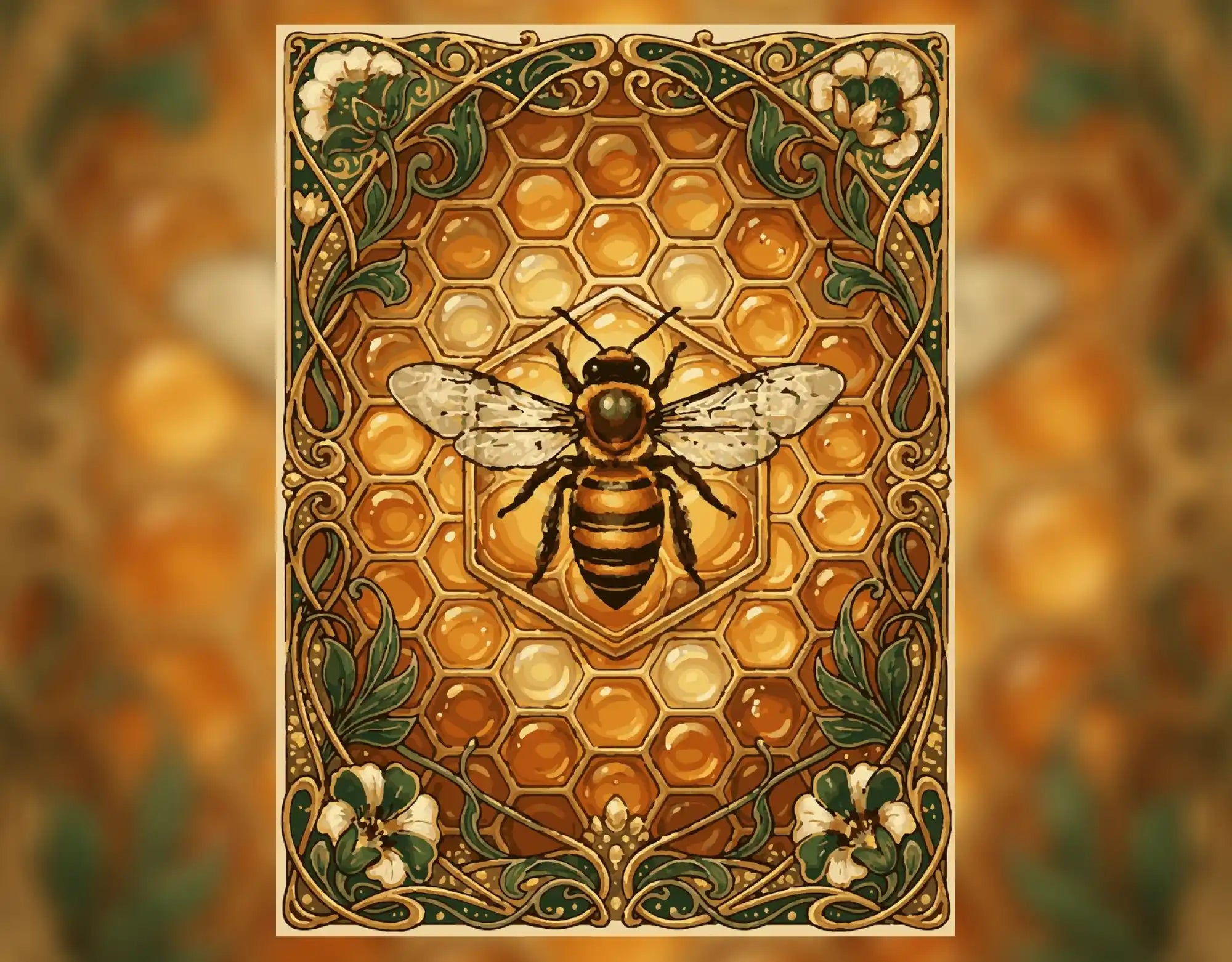 Bienenkönigin auf goldenen Waben