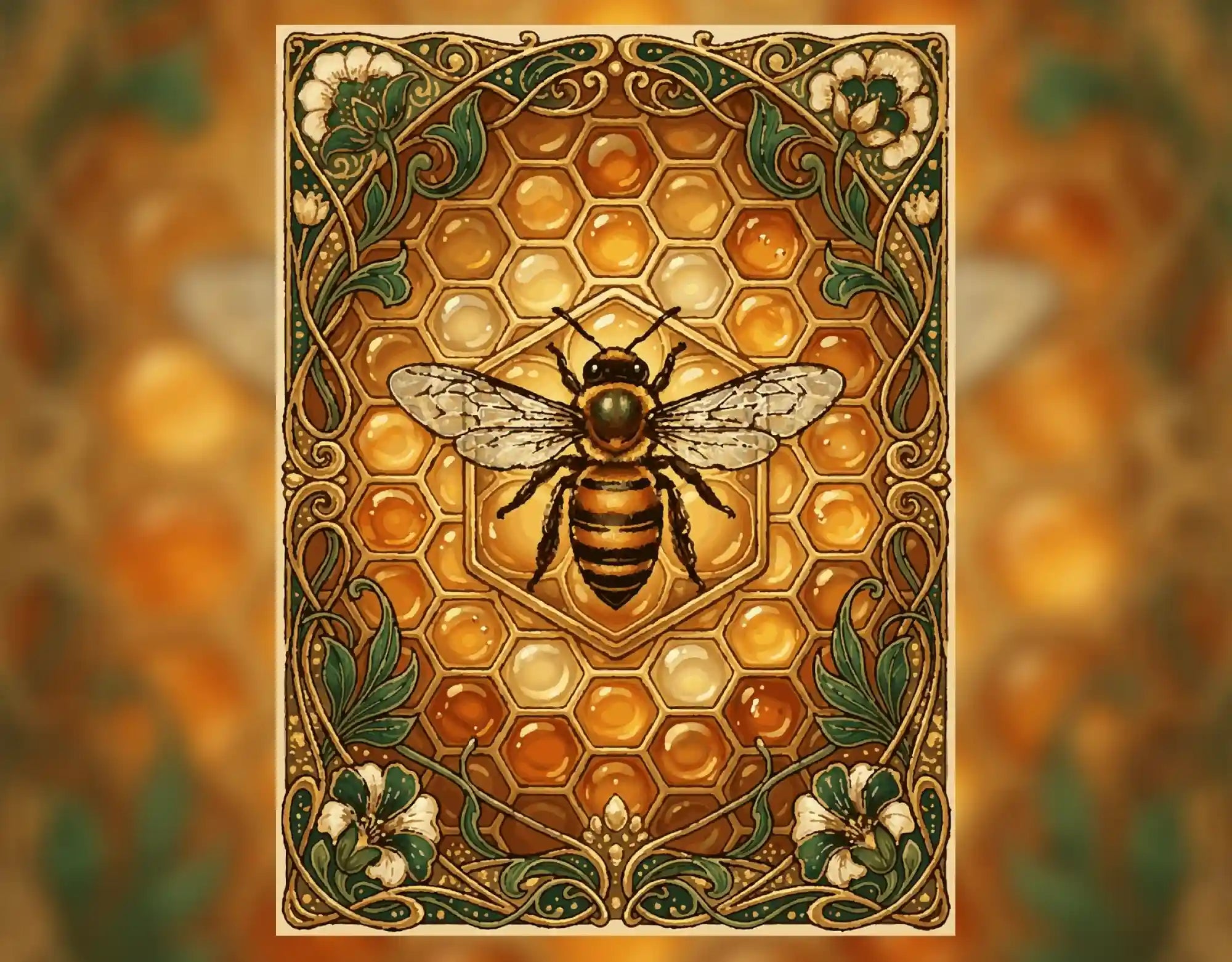 Bienenkönigin auf goldenen Waben