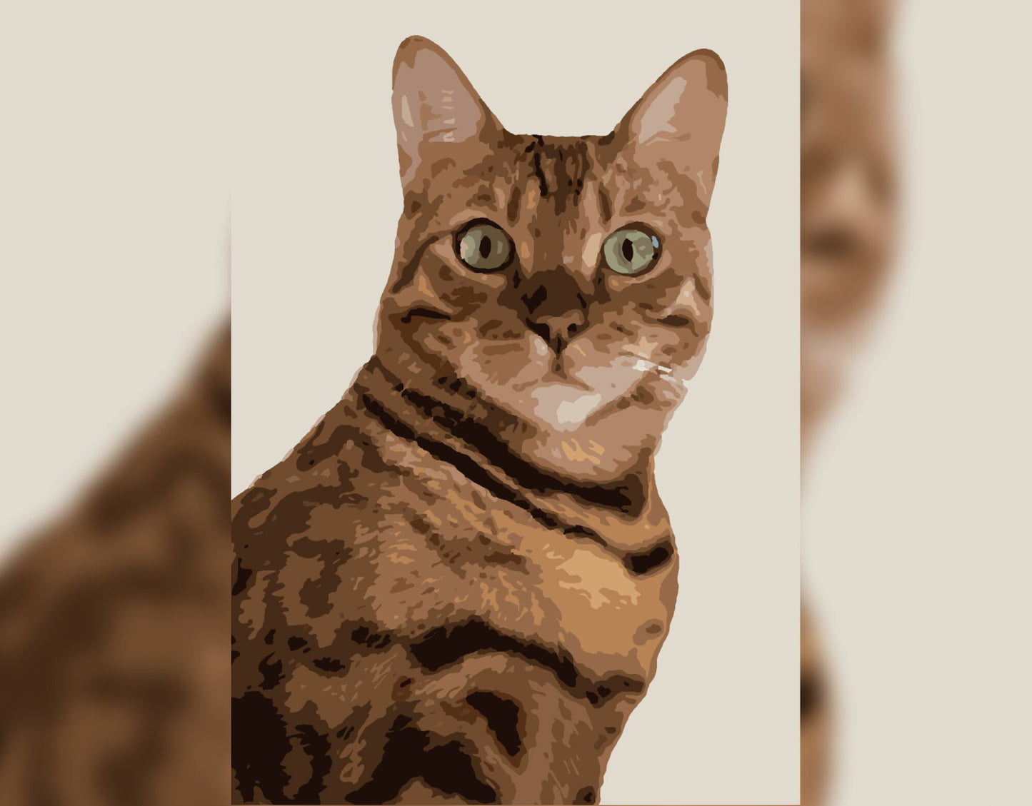 Digital painting by numbers, cat, bengal