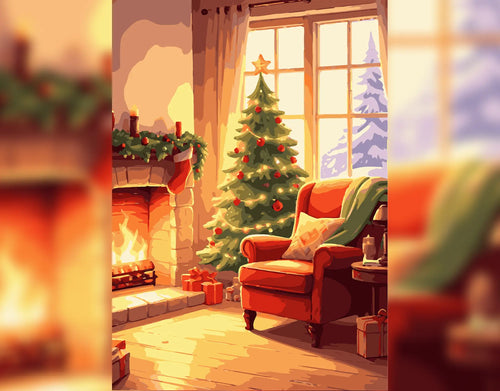 Christmas Glow by the Fireplace