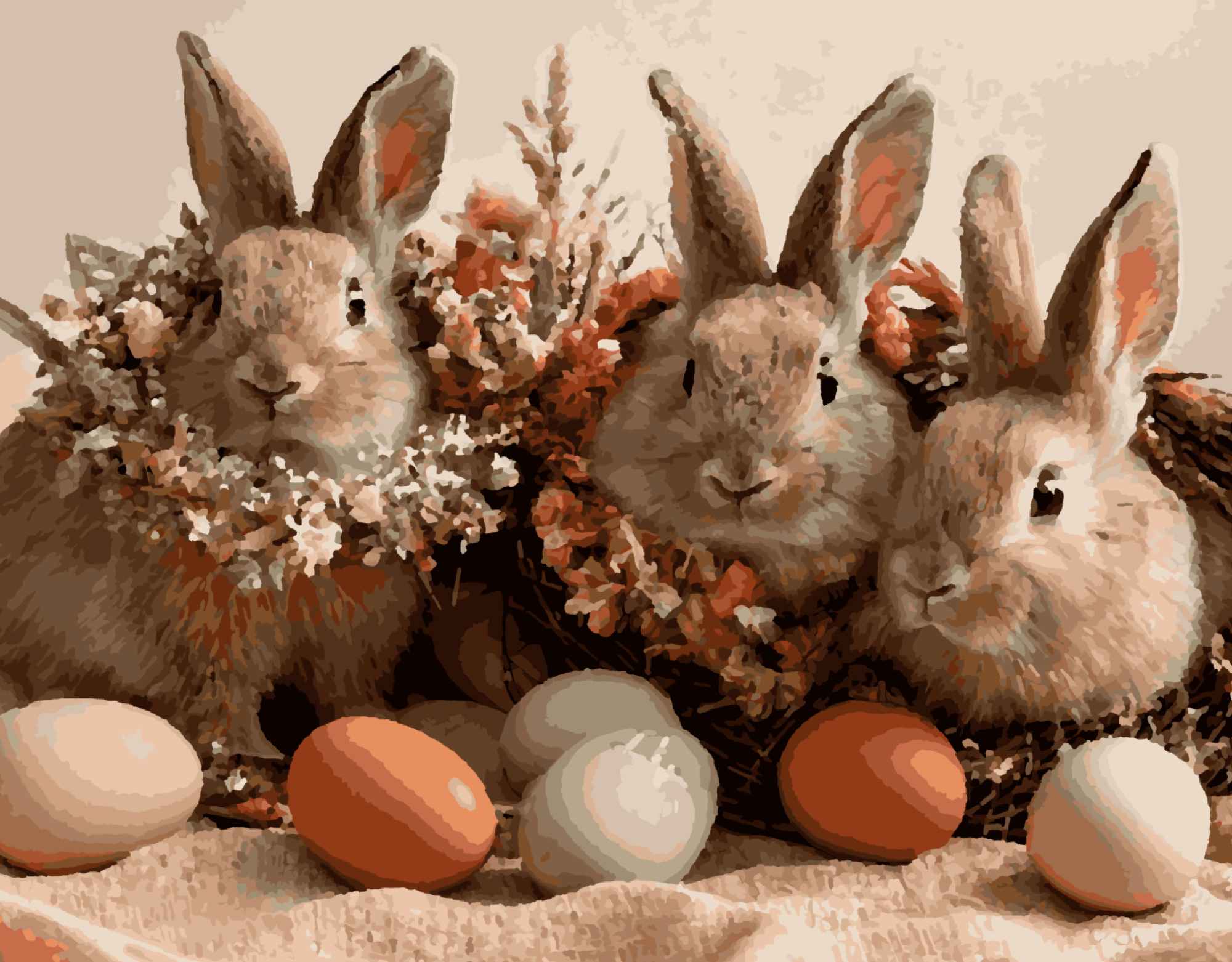 Fluffy Bunnies in a Spring Nest