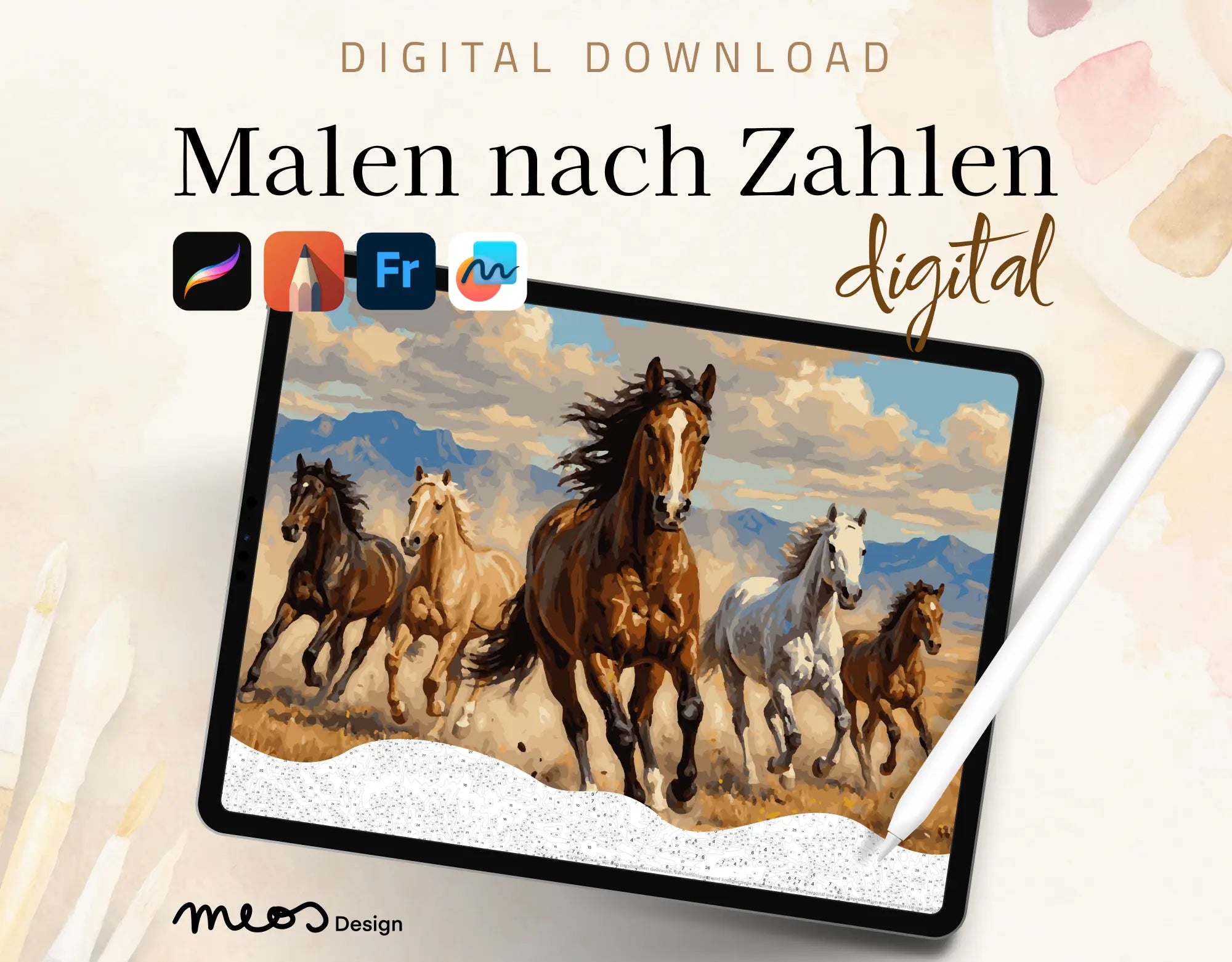 Wildpferde im goldenen Staub