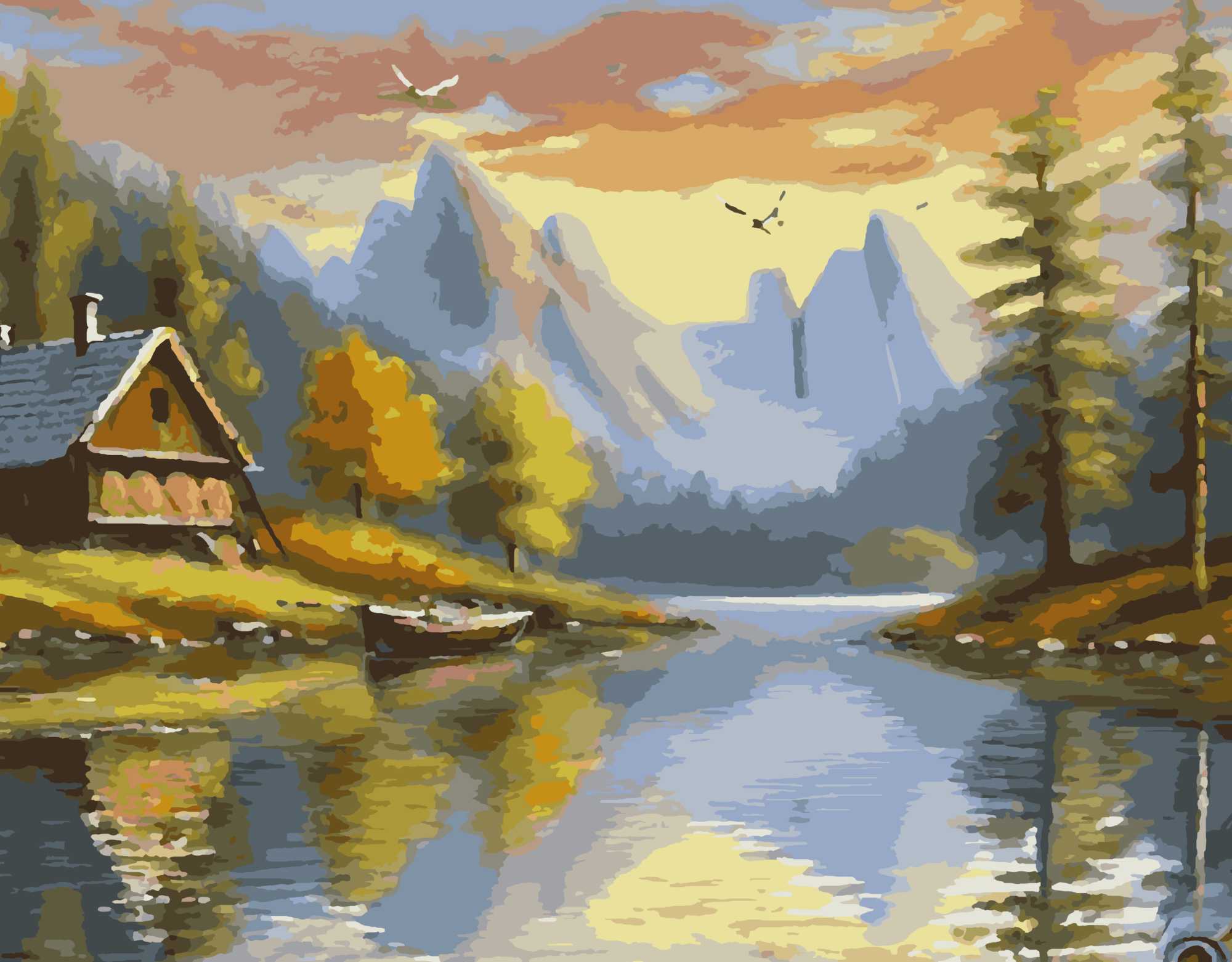 Berghütte bei Bergsee