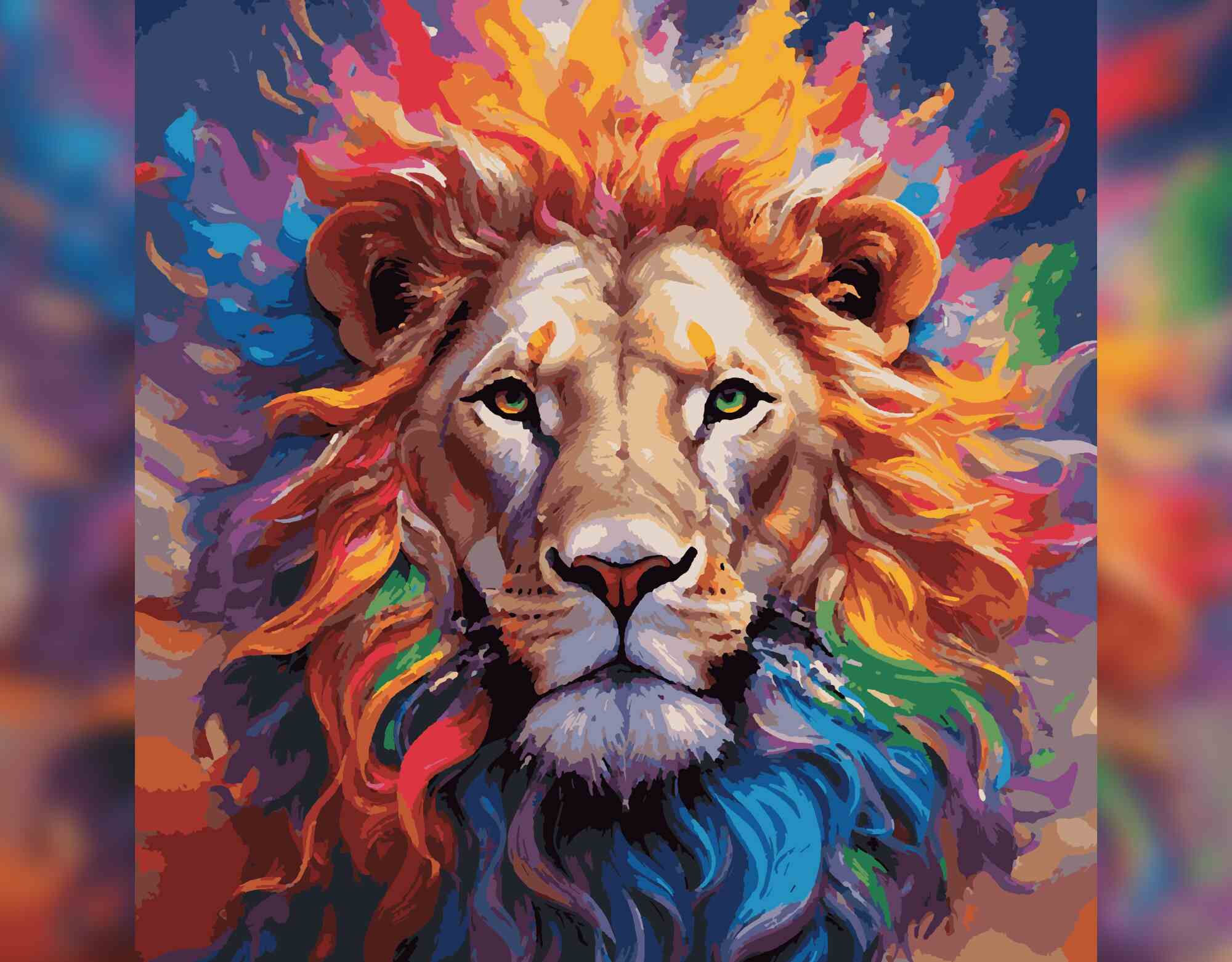 Colorful Lion Head
