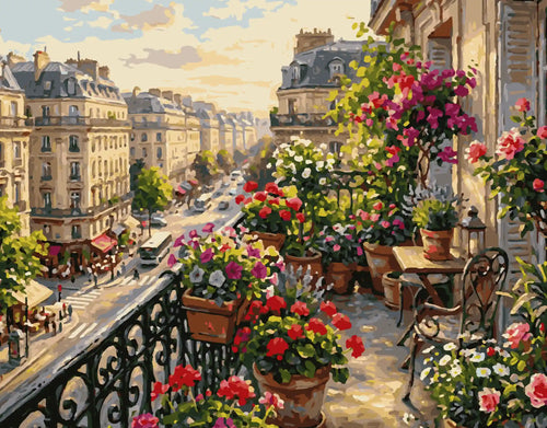 Pariser Balkon im Abendlicht
