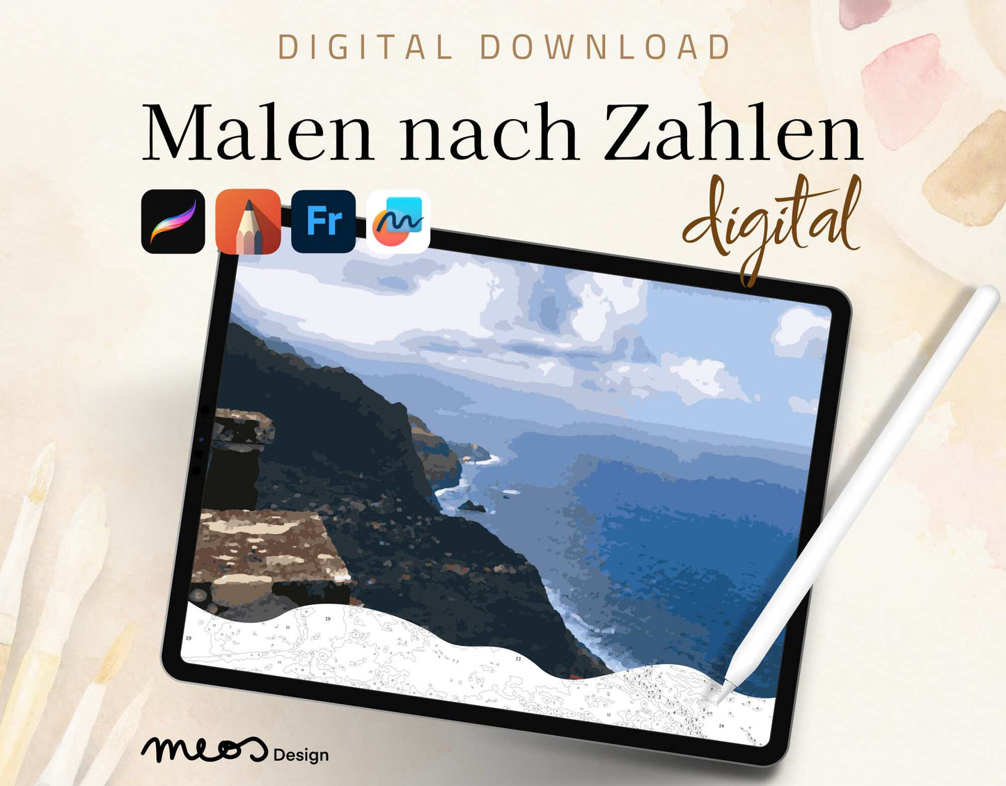 Malen nach Zahlen digital, Landschaft, Meer, Madeira