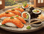 Sushi-Abend im Sonnenlicht