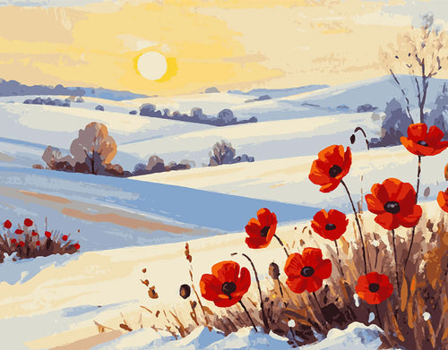 Mohnblumen zwischen Frost und Licht